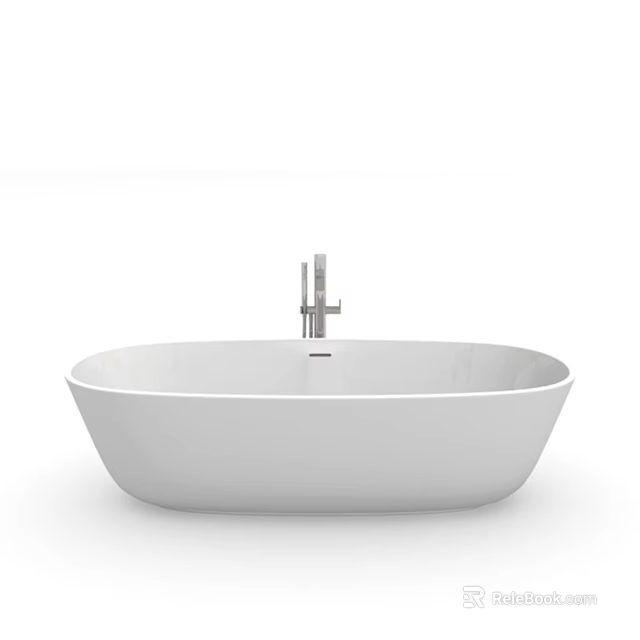 Sleek Modern Bathroom Ensemble With White Freestanding Bathtub And Chrome Faucet Design 3d model 