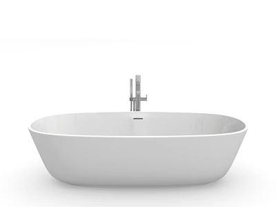 Sleek Modern Bathroom Ensemble With White Freestanding Bathtub And Chrome Faucet Design 3d model