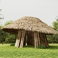 Outdoor thatched cottage thatched pavilion gazebo sunshade camping cottage wooden house grass shed 3d model