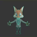 Cute 3D Cartoon Fox Wearing Formal Suit And Tie With Open Arms Pose