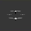 Futuristic Silver Geometric Flying Crafts With Reflective Surfaces In Dark Background