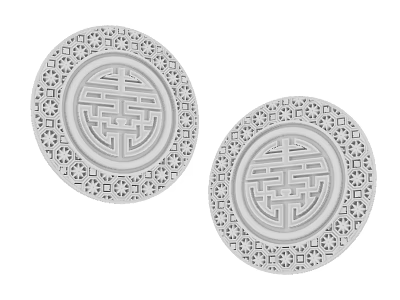 Chinese Circular Carved Sculptures With Double Happiness Symbol And Intricate Patterns 3d model