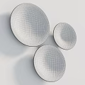 Metallic Round Textured Decorative Plates Arranged on White Background 3d model