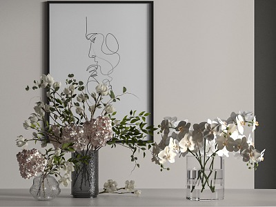 Modern Vase Flower Art 3d model