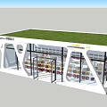 Modern Supermarket Department Store Building With Glass Windows And Product Displays