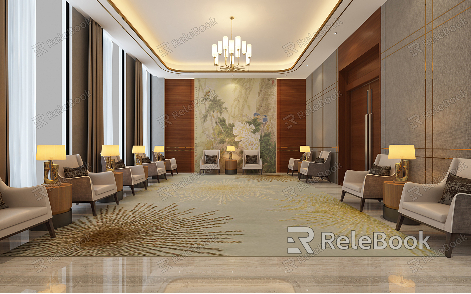 New Chinese Reception Room Club Reception Room model