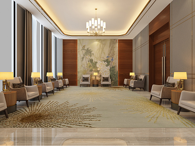 New Chinese Reception Room Club Reception Room model