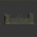 Scenic Medieval Castle Landscape With Stone Walls Towers Circular Central Structure And Green Grass Pathways