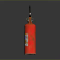 Red Fire Extinguisher With Black Hose Orange Handle And Safety Labels For Home Use