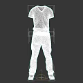 Maroon V Neck Short Sleeve T Shirt With Dark Pants And Gray Shoes