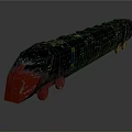 Unique Modern Train Model Featuring Red Front And Green Decorative Body Design 3d model