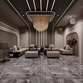 Luxury KTV Room Interior With Modern Sofas Chandelier Marble Floor 3d model