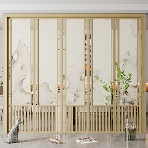 New Chinese-style partition screen partition 3d model