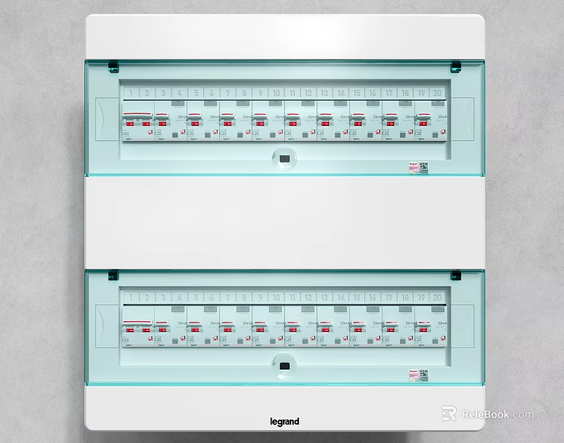 Legrand Double Layer Electrical Switch Panel With Transparent Cover And White Design 3d model 
