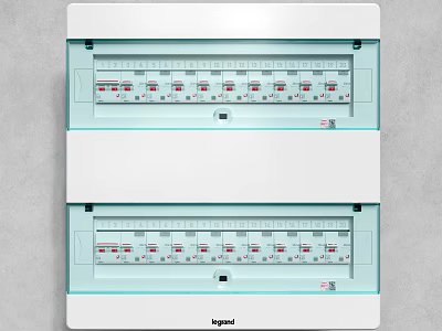 Legrand Double Layer Electrical Switch Panel With Transparent Cover And White Design 3d model