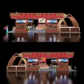 Traditional Exhibition Booth Design With Straw Roof Wooden Structure And Interior Layout