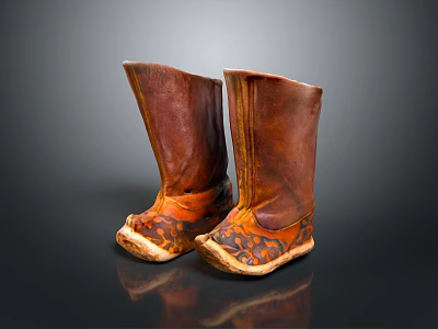 Durable Brown Leather Boots With Vintage Texture And Comfortable Design For Household Daily Use 3d model
