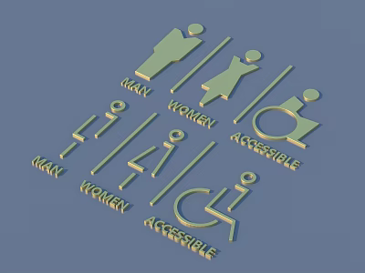 Bathroom Signs With Man Women And Accessible Symbols For Daily Life 3d model