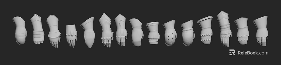 White Protective Armor Pieces Collection With Gloves Arm Guards And Wrist Protectors 3d model 