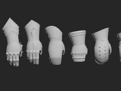 White Protective Armor Pieces Collection With Gloves Arm Guards And Wrist Protectors 3d model