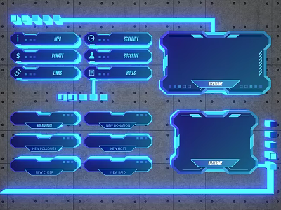 Futuristic Photo Spot With Blue Light Effects Control Panels And Geometric Interface Design 3d model