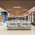 Modern Supermarket Interior With Freezer Display Cases Shelves And Beverage Products Under Bright Lighting