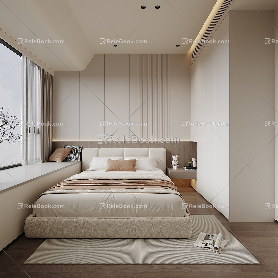 Modern Cream Bedroom 3d model