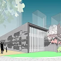 Parking Lot Layout Design With Surrounding Trees And Pedestrian Walkways