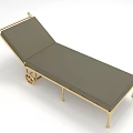 Comfortable Lounge Chair With Golden Metal Frame Gray Cushion And Rolling Wheels