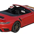 Red Convertible Sports Car With UK License Plate Black Wheels And Front Design Headlights
