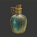 Decorative Glass Bottle With Cork Stopper Blue Gradient Pattern And Handle