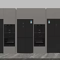 Modern Refrigerators and Freezers in Kitchen Cabinetry Display with Sleek Black Exterior