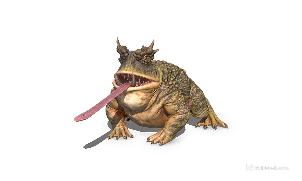 Reptile Creature With Long Tongue And Horns 3d model 