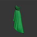 Carved Sculpture of Green Sling Dress with Sequin Upper and Asymmetrical Long Hem