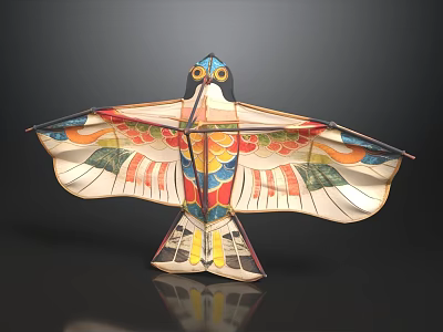 Vibrant Eagle Shaped Decorative Kite With Colorful Patterns And Spread Wings 3d model