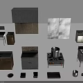 Practical Kitchen Living Supplies With Sink Cabinets Stove Pot And Various Accessories