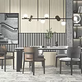 Modern Dining Table and Chair Combination 3d model