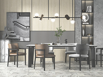 Modern Dining Table and Chair Combination 3d model