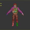 Military Game and Movie Character in Camouflage Uniform with Helmet Detailed Tactical Gear Standing Pose