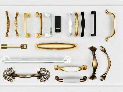 Various Styles Door Handles With Gold Black Glass Brass Decorative Designs 3d model