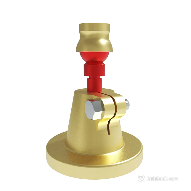 Golden Mechanical Structure With Red Middle Part And Base Component 3d model 