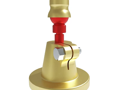 Golden Mechanical Structure With Red Middle Part And Base Component 3d model