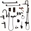 Modern Bathroom Accessories Set With Faucets Shower Heads Towel Bars Hooks And Holders