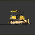 Yellow Tracked Bulldozer Working On Muddy Construction Site With Front Blade