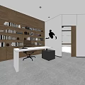 Modern Office Interior Design With Sofa Coffee Table Floor Lamp And Wooden Curtains