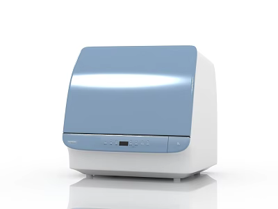 Blue And White Kitchen Appliance With Sleek Design Smooth Surface And Digital Control 3d model