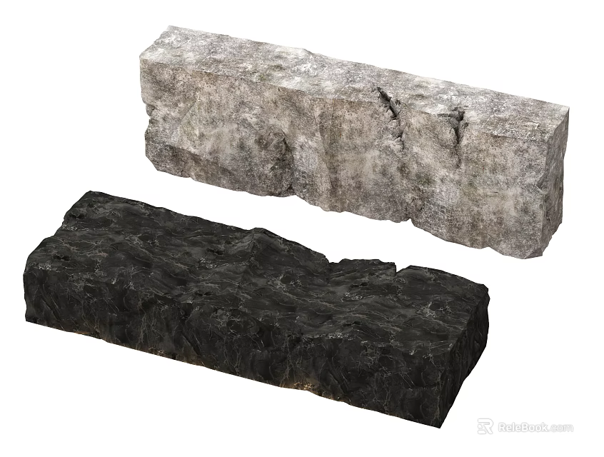 Modern Cabinet Design With Light And Dark Stone Countertop Materials 3d model 