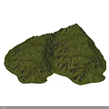 Modern Green Mountain Terrain Model with Detailed Topographic Texture