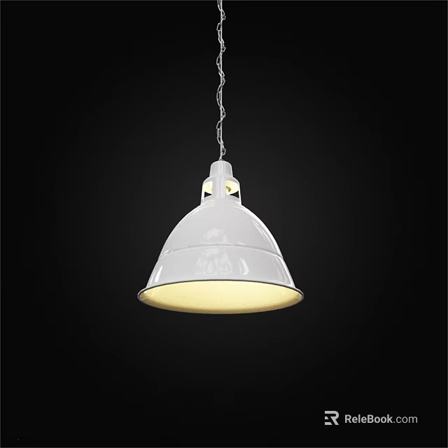 Modern White Dome Shaped Pendant Light With Metal Chain And Soft Illumination 3d model 