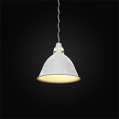 Modern White Dome Shaped Pendant Light With Metal Chain And Soft Illumination 3d model